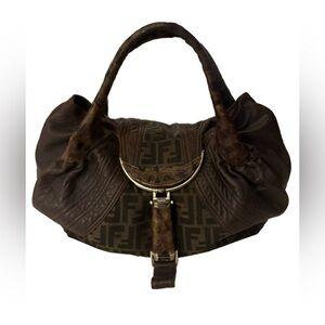 Fendi Spy Bag Zucca Canvas Brown Leather Iconic Luxury